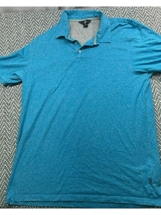 Volcom Other - Volcom Men's Heathered Blue Polo Shirt XL Cotton Blend Short Sleeve